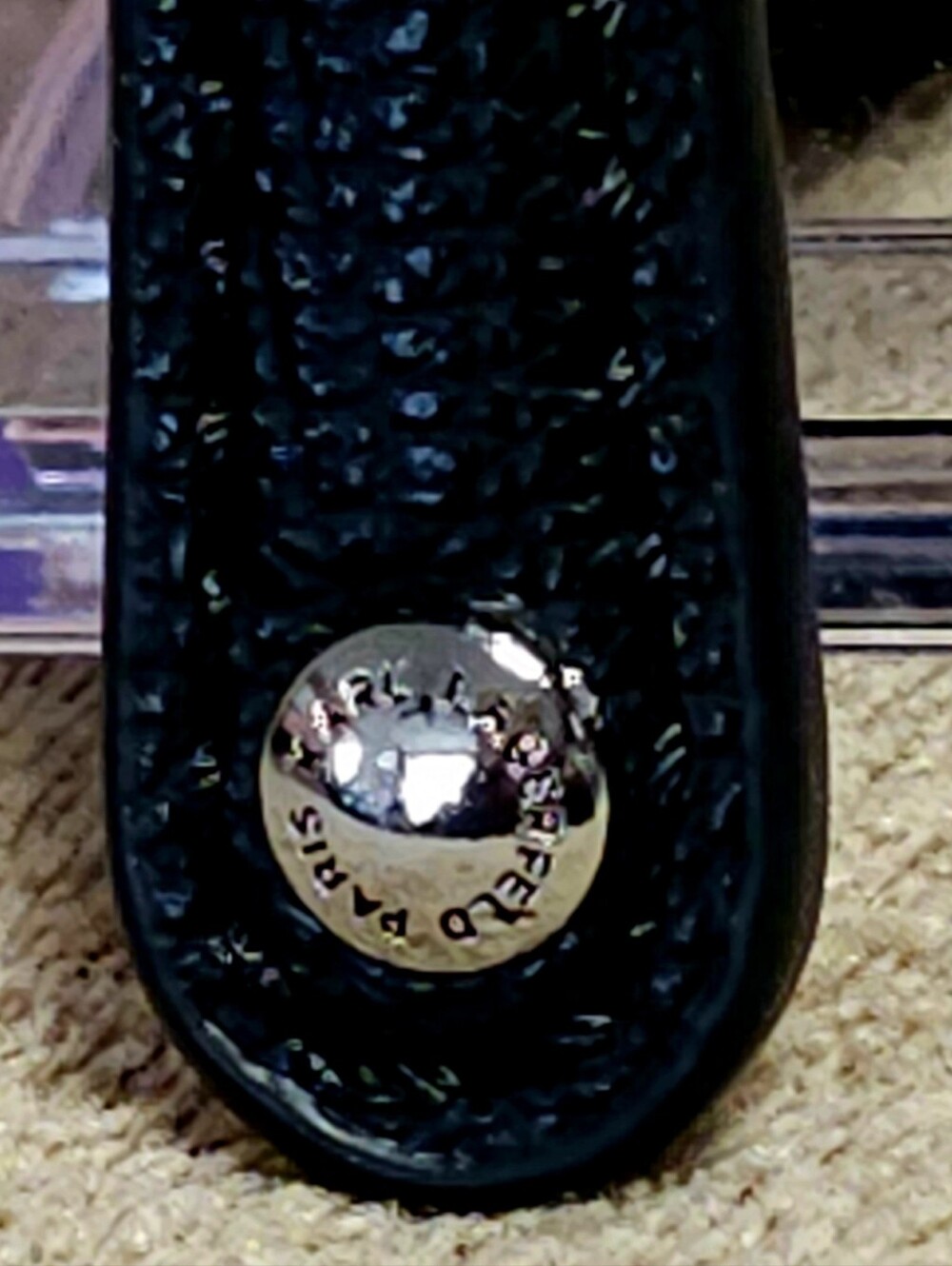 Karl Lagerfeld Black Round Leather Coin Pouch with Iconic Enamel Emblem - Picture 4 of 4